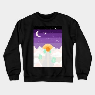 Snowy wild sunrise - psychedelic landscape art illustration Crewneck Sweatshirt